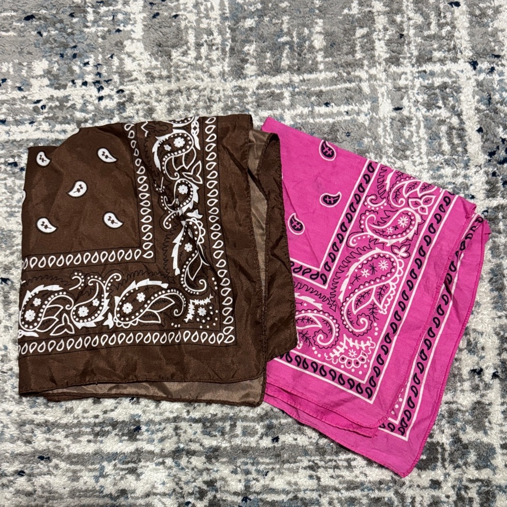 Brown and Pink Paisley Bandanas